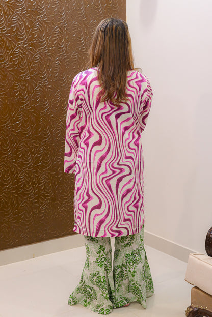 Fuchsia Fusion-2Pc Printed Gharara Set