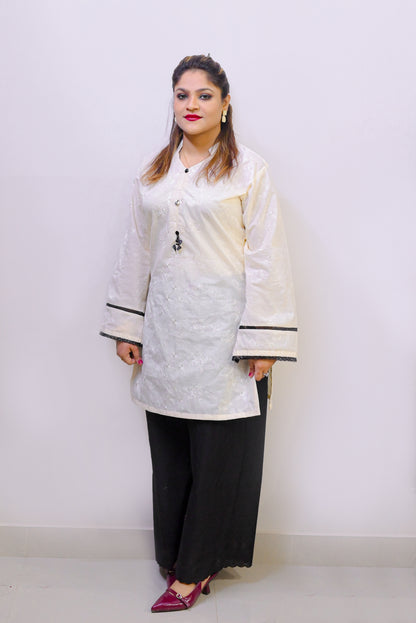 Pearl White - 2Pc Embroidered Coord Set