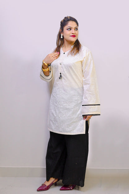 Pearl White - 2Pc Embroidered Coord Set