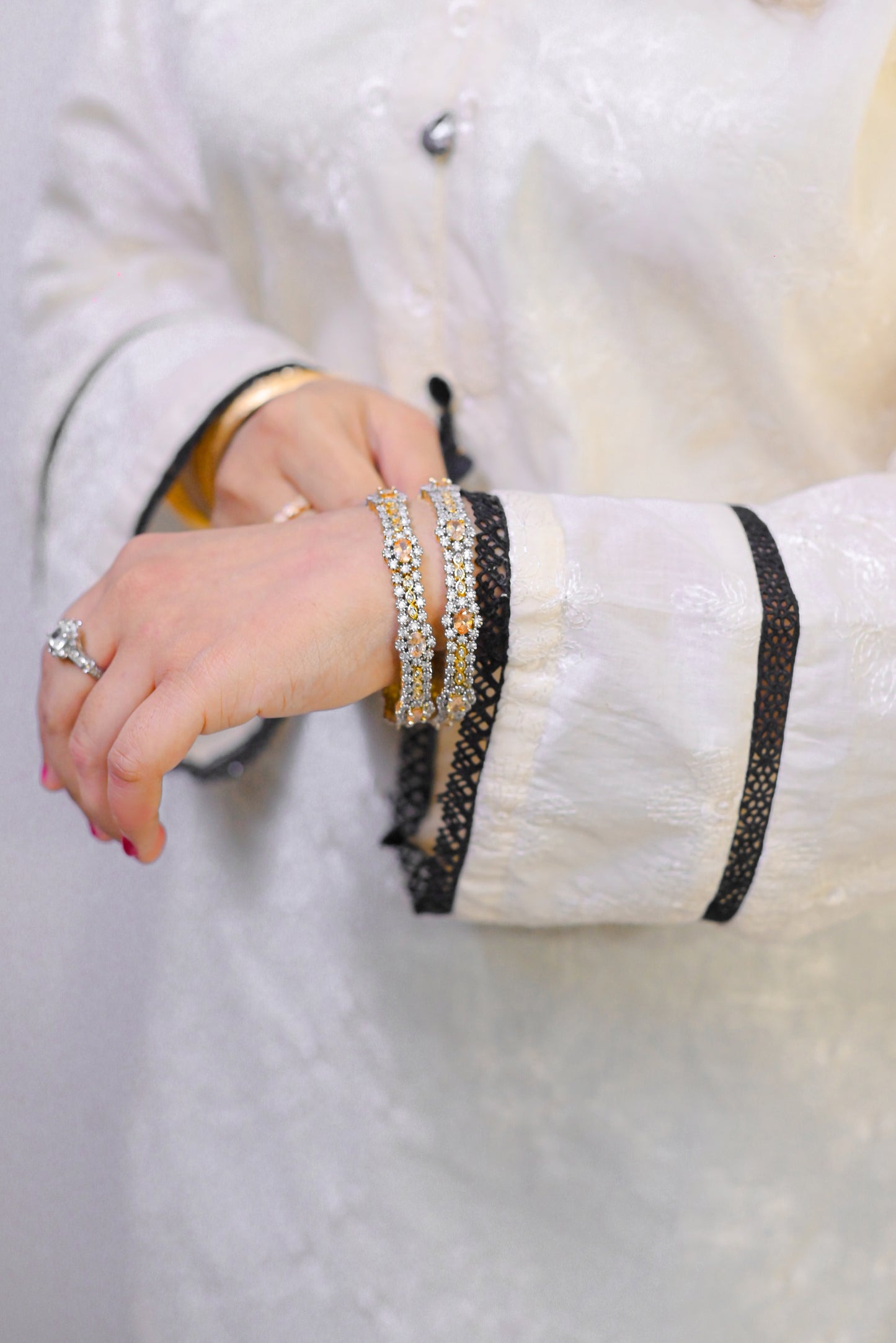 Pearl White - 2Pc Embroidered Coord Set