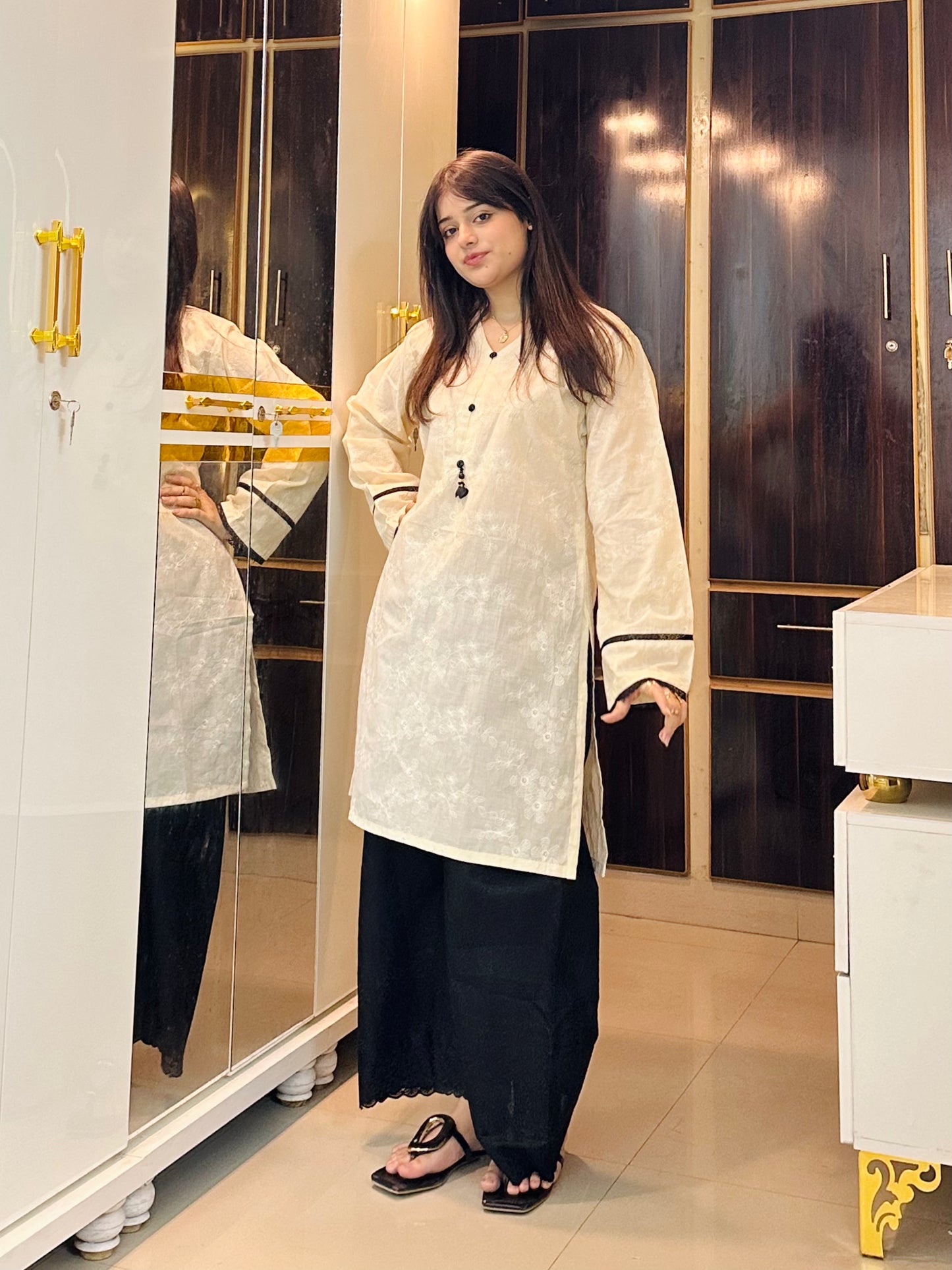 Soft Ivory- 2Pc Embroidered Suit