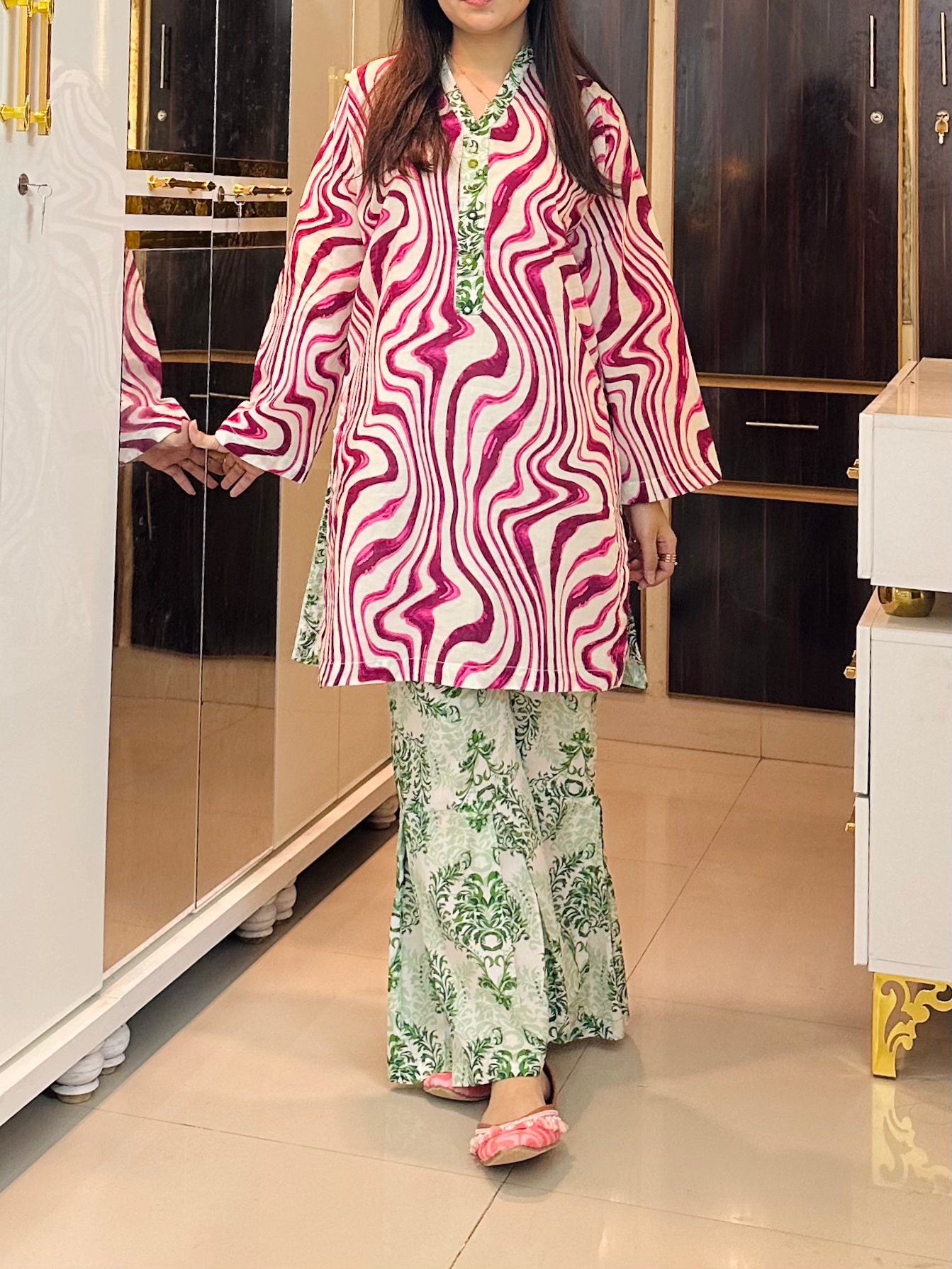 Fuchsia Fusion-2Pc Printed Gharara Set